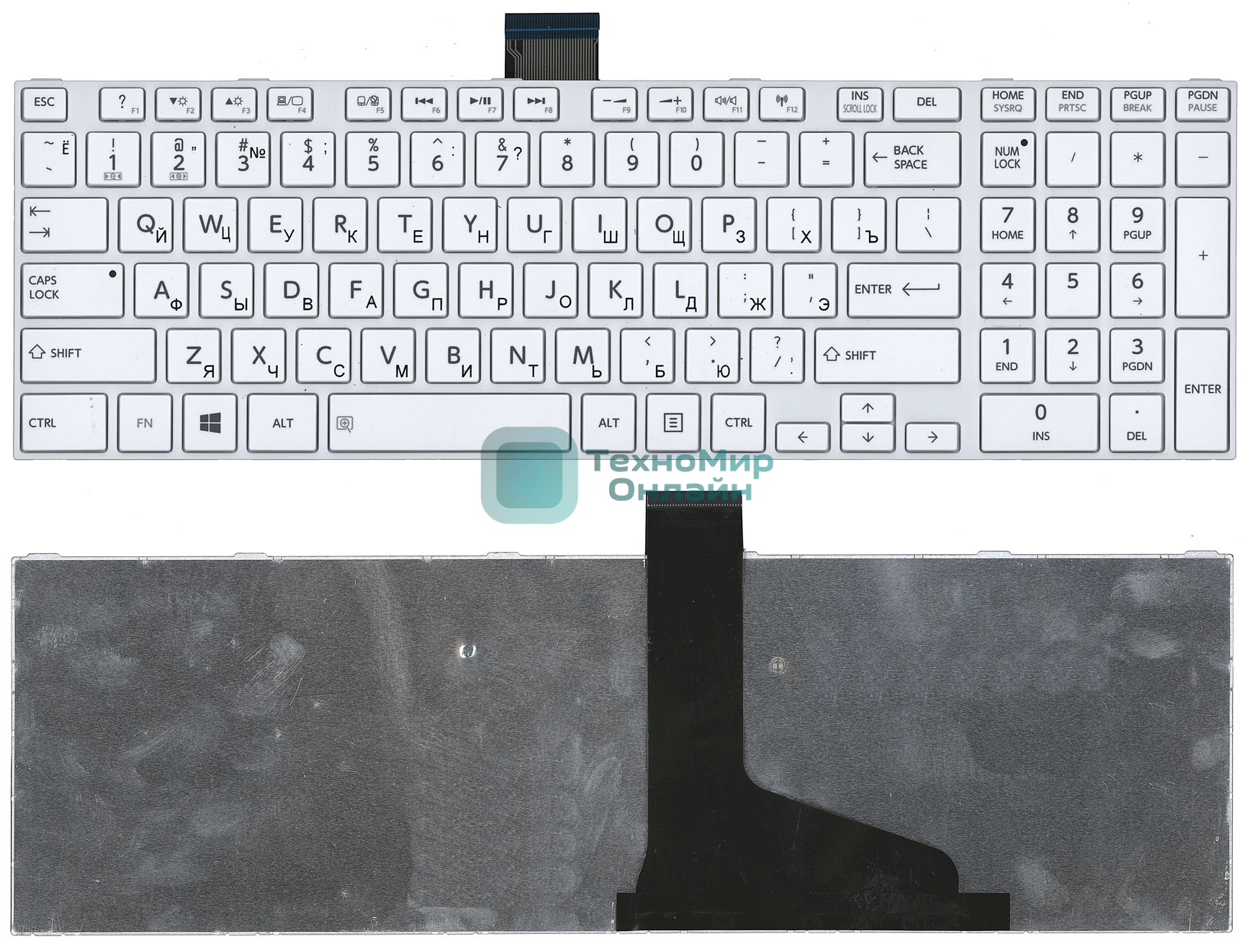 Клавиатура для ноутбука Toshiba Satellite L850 L875 L870 L855 белая c белой рамкой