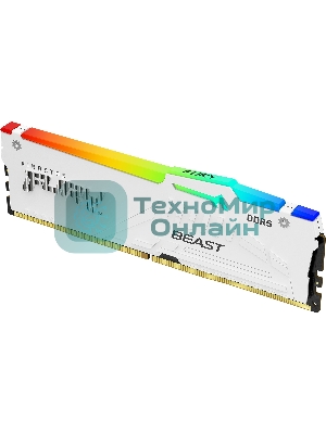 Оперативная память Kingston Fury Beast, DDR5, 32Gb (1x32GB), 5600MHz, CL36, DIMM, радиатор, RGB, белый