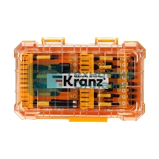 Набор торсионных бит Kranz с магнитным держателем и торцевыми головками, пластиковый кейс, 41 шт