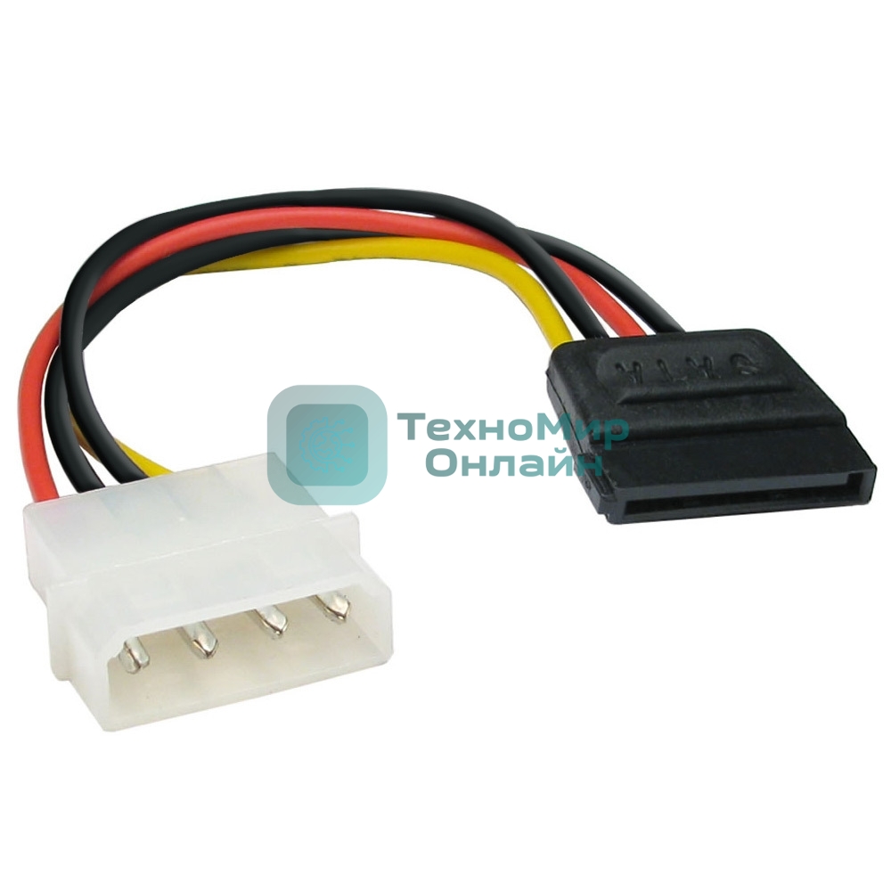 Кабель питания EX138936RUS SATA ExeGate EX-CC-SATA-PS (Molex 4pin/SATA15pin, 0,15м)
