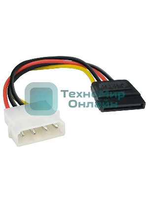 Кабель питания EX138936RUS SATA ExeGate EX-CC-SATA-PS (Molex 4pin/SATA15pin, 0,15м)