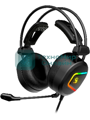 Гарнитура Bloody MC750 чёрный, проводная, USB, подсветка