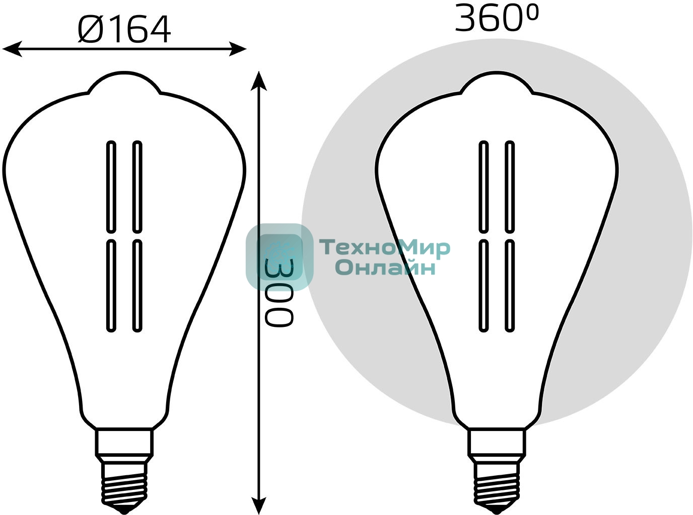 Лампа cветодиодная Gauss Filament ST164 6W 330lm 4000К Е27 gray straight LED