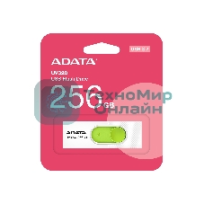 Флешка USB ADATA UV320 (AUV320-256G-RWHGN), 256Gb, USB 3.2 Gen1, R/W 100/30, белый/зеленый