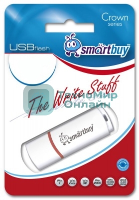 Флешка USB Smartbuy Crown white (SB64GbCRW-W), 64Gb, USB 2.0, R/W 20/10, белый/красный