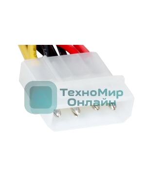 Кабель питания EX138936RUS SATA ExeGate EX-CC-SATA-PS (Molex 4pin/SATA15pin, 0,15м)