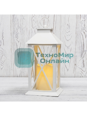 Декоративный фонарь Neon-night со свечой 14x14x29 см, белый корпус, теплый белый цвет свечения