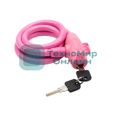 Тросовый замок взломостойкий для велосипедов и колясок с ключом Четыре сезона 100 см розовый 79-0304