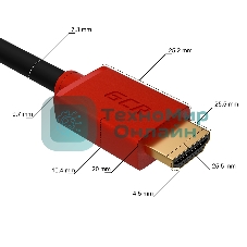 Кабель GCR 3.0m HDMI версия 2.0, HDR 4:2:2, Ultra HD, 4K 60 fps 60Hz/5K*30Hz, 3D, AUDIO, 18.0 Гбит/с, 28/28 AWG, OD7.3мм, тройной экран, черный, красные коннекторы, GCR-HM451-3.0m GCRКабель 3.0m HDMI версия 2.0, HDR 4:2:2, Ultra HD, 4K 60 fps 60Hz/5K*30Hz, 3D, AUDIO, 18.0 Гбит/с, 28/28 AWG, OD7.3мм, тройной экран, черный, красные коннекторы, GCR-HM451-3.0m