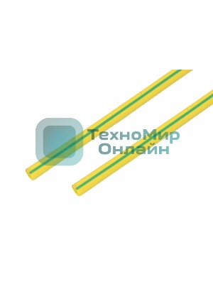 Термоусаживаемая трубка Rexant 10,0/5,0 мм, желто-зеленая, упаковка 50 шт. по 1 м
