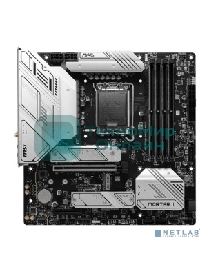 Материнская плата MSI MAG B760M MORTAR WIFI II, LGA 1700, Intel B760, 4xDDR5, 4xSATA, 3xM.2, 1xPCIe 5.0 x16, 1xPCIe 4.0 x4, 1xHDMI, 1xDP, 1xUSB Type-C, 1x2.5Gb LAN, 3xUSB-A 2.0, 3xUSB-A 3.2 Gen 2, 5x3.5 мм, 7.1, mATX