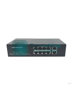 Коммутатор неуправляемый NEOMAX NMS-110PoE-1000-S, 10 портов 1000 Mbps, 8xPoE, металл