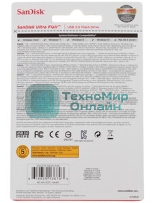 Флешка USB Sandisk 64Gb Cruzer Ultra Flair SDCZ73-064G-G46 USB 3.0 серебристый/черный