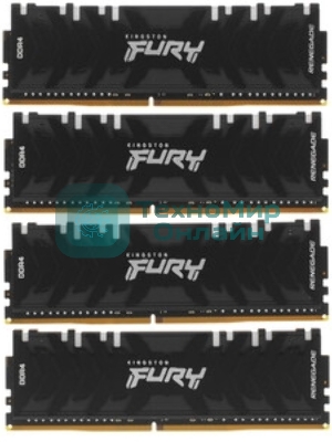 Оперативная память Kingston Fury Renegade, DDR4, 128Gb (4x32Gb), 3600MHz, CL18, DIMM, радиатор, RGB, черный/серебристый