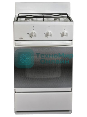 Плита газовая Flama CG 3202 W/B белый, конфорок 2 шт, духовка 30 л, 50 см x 85 см x 38 см