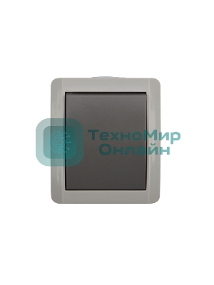 Выключатель одноклавишный Kranz INDUSTRIAL открытой установки, IP54 серый