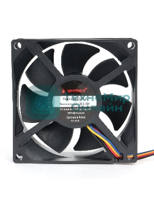 Вентилятор для корпуса Gembird черный, 80 мм, 3000 об/мин, 32 дБ, 4 pin