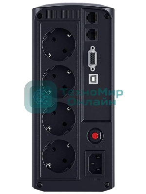 Источник бесперебойного питания UPS CyberPower VP1000ELCD Line-Interactive 1000VA/550W USB/RS-232/RJ11/45 (4 EURO)