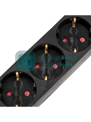 Удлинитель STANDARD 3 гнезда, 5м, 3х1,0мм², с/з, с выключателем, черный REXANT