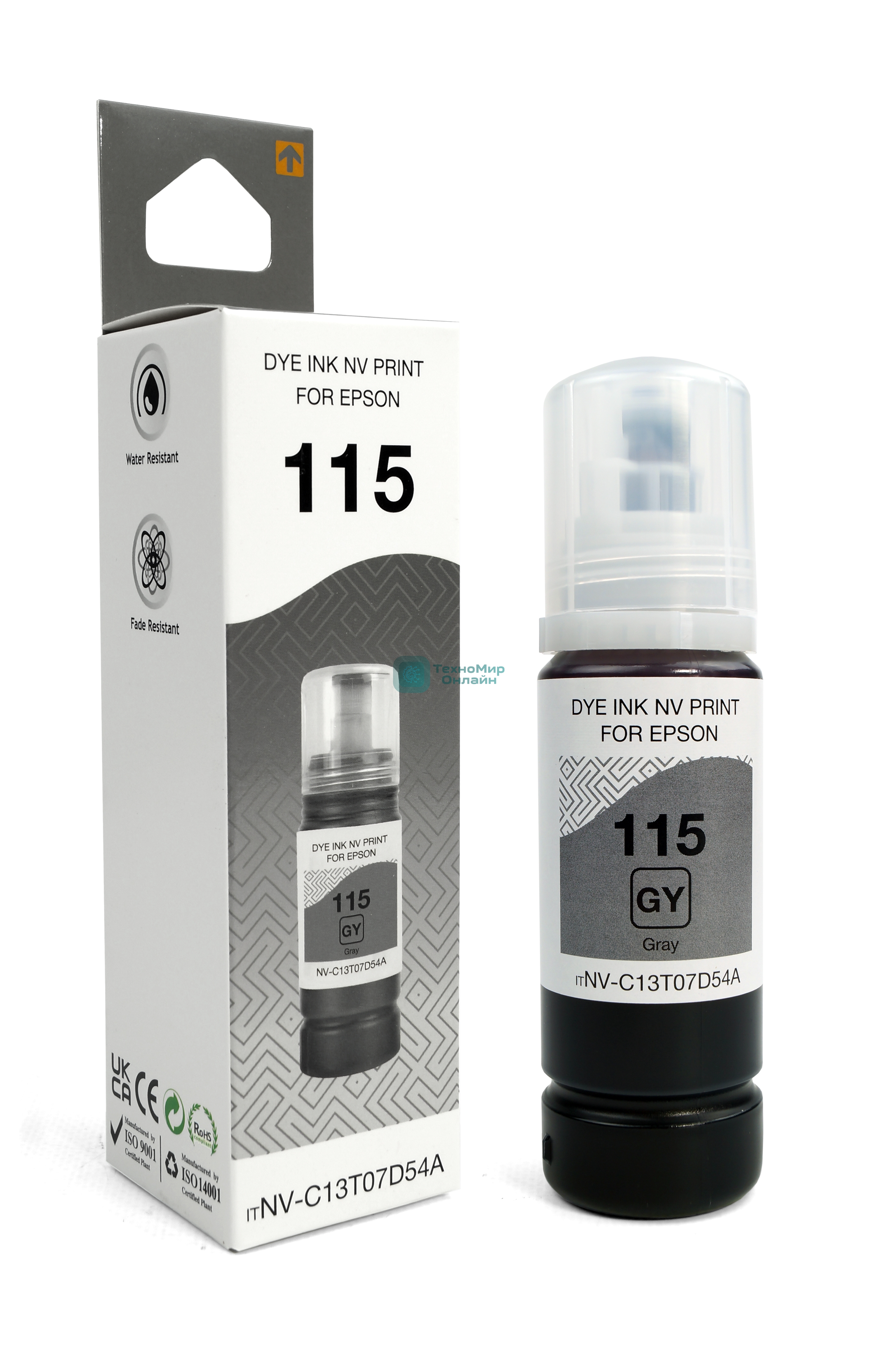 Чернила NVP 115 (NV-C13T07D54A) для Epson L8160, L8180 (70 мл) Gray (в коробке) совместимые