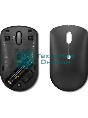 Мышь беспроводная Lenovo 400 черный, 2400 dpi, радиоканал, USB-C, кнопки - 4