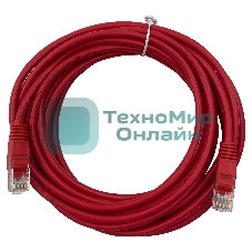 Патч-корд Buro UTP 4 пары cat.5e CCA molded 5м красный RJ-45 (m)-RJ-45 (m)