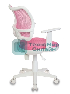 Кресло компьютерное Бюрократ CH-W797/PK/TW-13A TW-13A розовый, спинка сетка, сиденье розовый, колеса белый/розовый, пластик белый