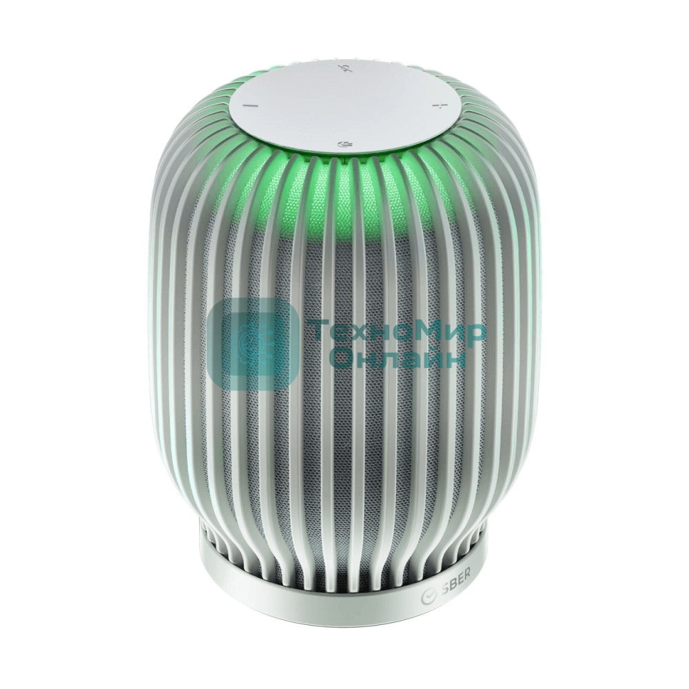 Умная колонка Sber SberBoom, 40Вт, стандартная, 1 динамик, Мультирум, Стереопара, Wi-Fi, Bluetooth 5.0, Салют, белый