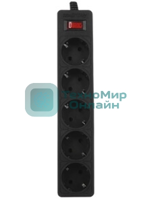 Сетевой фильтрSmartbuy SBSP-18U-K с USB, 10А, 2 200 Вт, 5 розеток, длина 1,8 м, черный (SBSP-18U-K)/45