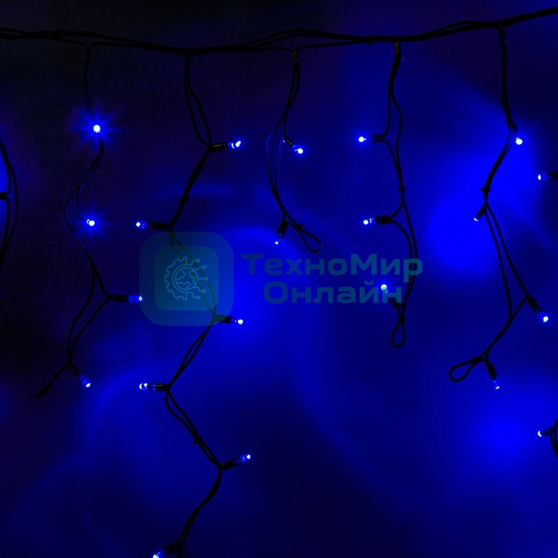 Гирлянда Neon-night Айсикл (бахрома) светодиодный, 4,0 х 0,6 м, черный провод каучук, 230 В, диоды синие, 128 LED