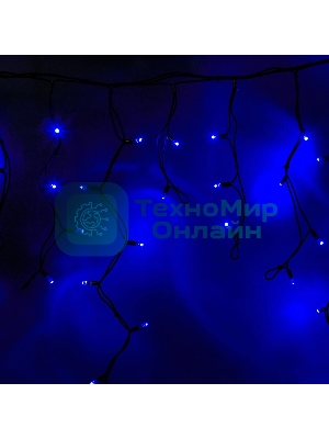Гирлянда Neon-night Айсикл (бахрома) светодиодный, 4,0 х 0,6 м, черный провод каучук, 230 В, диоды синие, 128 LED