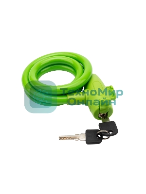 Тросовый замок взломостойкий для велосипедов и колясок с ключом Четыре сезона 100 см зеленый 79-0303