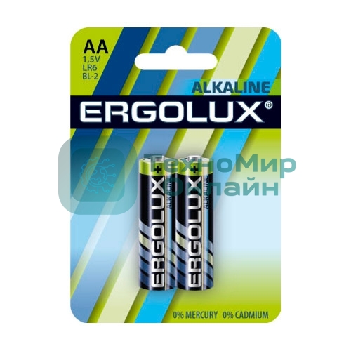 Элемент питания алкалиновый Ergolux LR6 BL-2 LR6 BL-2 1.5В Alkaline (блист.2шт)