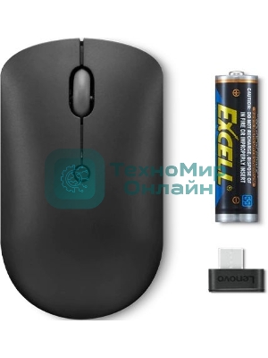 Мышь беспроводная Lenovo 400 черный, 2400 dpi, радиоканал, USB-C, кнопки - 4