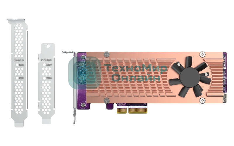 Плата расширения QNAP QM2-2P-244A Dual M.2 22110/2280 SATA SSD expansion card (PCIe Gen2 x2), Low-profile bracket pre-loaded, Low-profile flat and Full-height are bundled (shorter version to support TVS-x82/TS-x77 PCIe slot 2 & slot 3)