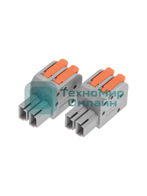 Клемма Rexant СМК 222-422R проходная разъемная 2 полюса серый 0,2-2,5/4 мм² (50 шт/уп)