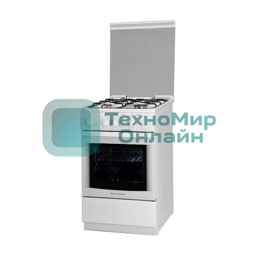 Плита газовая De Luxe 506040.05Г (КР) белый, конфорок 4 шт, духовка 54 л, 50 см x 85 см x 60 см