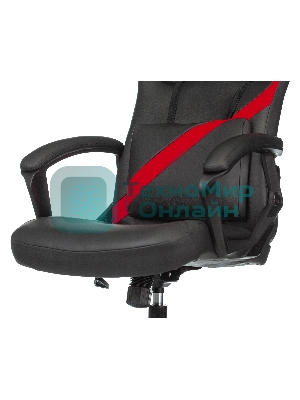 Кресло игровое Zombie DRIVER черный/красный, искусственная кожа, с подголов. крестовина пластик