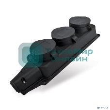 Розетка трехместная настенная с заглушками c заземлением каучук 16А 250В IP44 (602230)