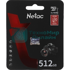 Флеш карта microSDHC 512Gb Netac P500 ULTRA NT02P500ULT-512G-S (без SD адаптера) 100Mb/s