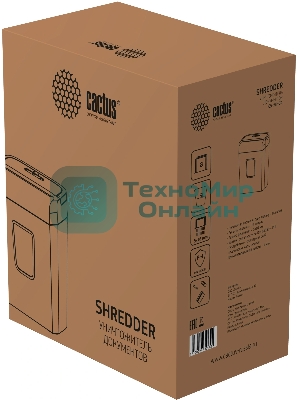 Шредер Cactus CS-SH-C4 белый (секр.P-4) фрагменты 8лист. 13лтр. скрепки скобы пл.карты