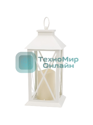 Декоративный фонарь Neon-night со свечой 14x14x29 см, белый корпус, теплый белый цвет свечения