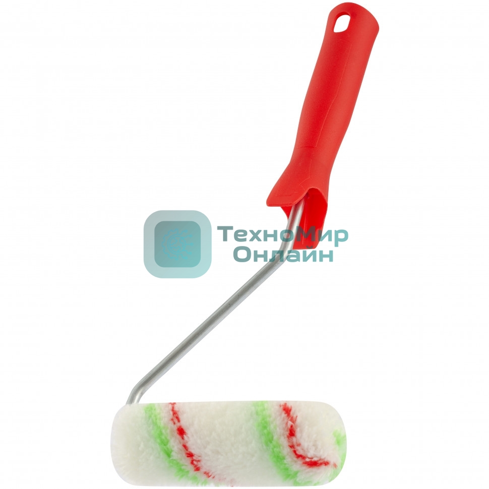 Мини-валик в сборе Сибртех Эмали,110мм,ворс 12мм,D 16 мм,D ручки 6 мм,полиамид,полиакрил