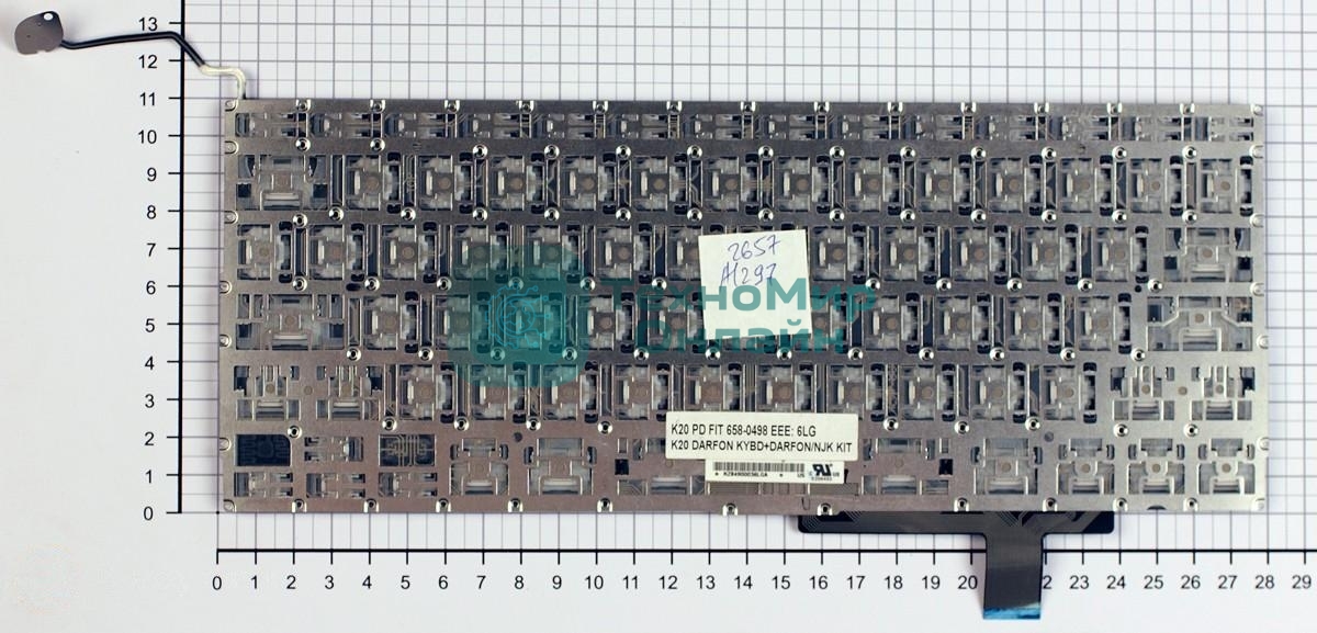 Клавиатура для ноутбука Macbook A1297 черная, плоский Enter