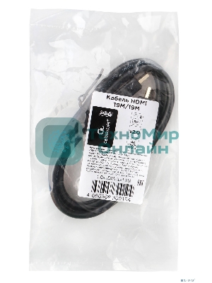 Кабель HDMI Cablexpert CC-HDMI4L-1.5M, 19M/19M, v2.0, Light, позол.разъемы, экран, 1.5м, черный, пакет
