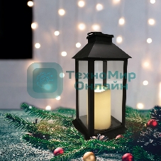 Декоративный фонарь Neon-night со свечой 14x14x29 см, черный корпус, теплый белый цвет свечения