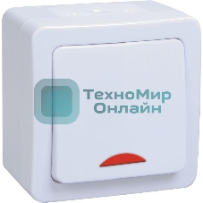 Выключатель 1-кл. ОП ГЕРМЕС PLUS для открытой установки со свет. индик. ВС20-1-1-ГПБ IP54 (цвет клавиши: белый) IEK EVMP11-K01-10-54-EC