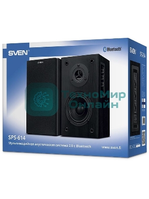 Акустическая система SVEN SPS-614 2.0 (2x20W, Bluetooth, дерево, black)