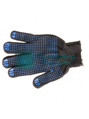 Перчатки трикотажные, с ПВХ точкой, 10 класс, черные Россия
