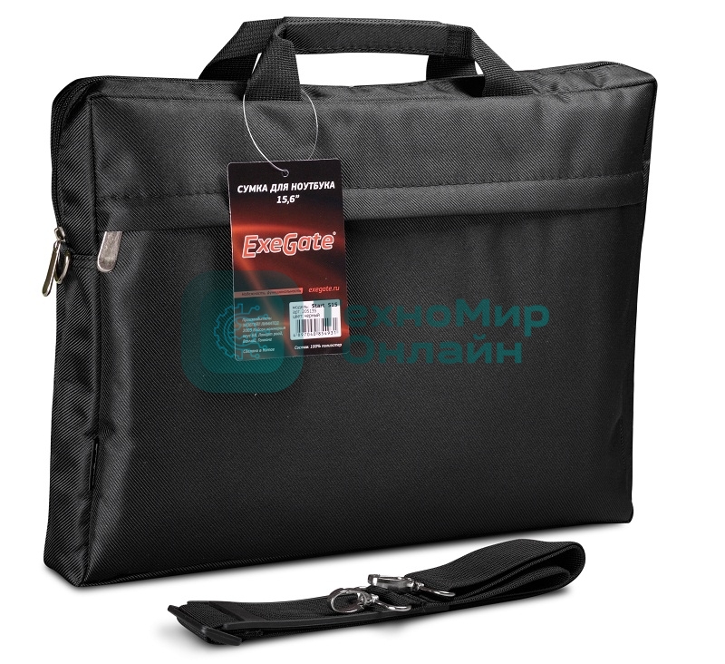 Сумка для ноутбука ExeGate EX205135RUS Start S15 Black, черная, полиэстер, для ноутбуков до 15.6